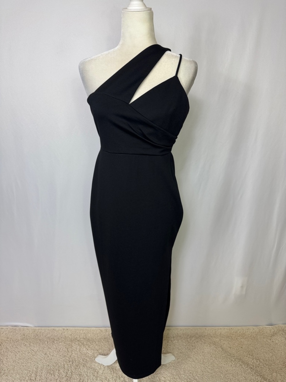 Petal & Pup Jolie Asymmetric Sheath Midi Dress Size 8 Black - Picture 5 of 14